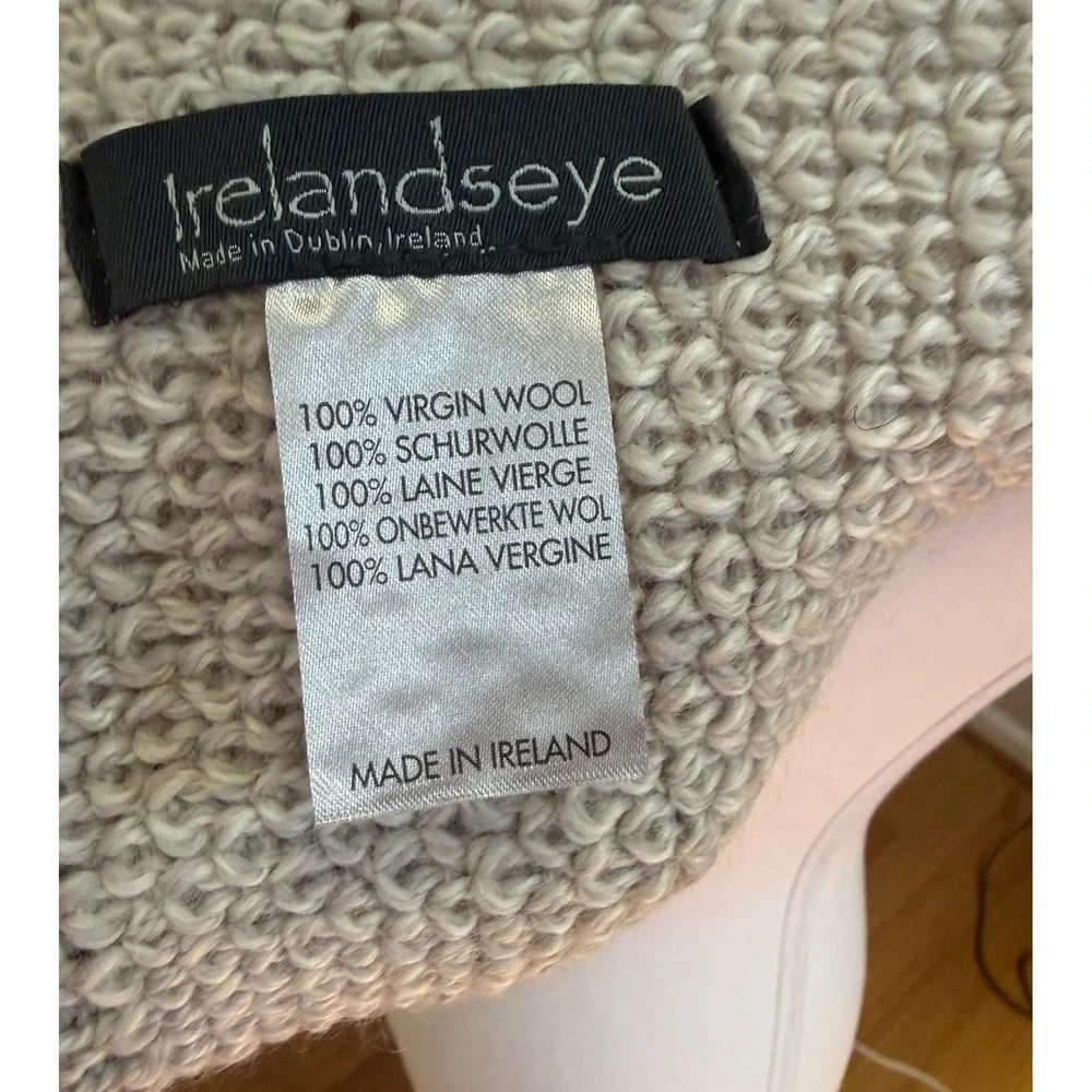 IrelandsEye Scarf Unisex OS Gray 100% Virgin‎ Wool Knit Made in Ireland Vintage